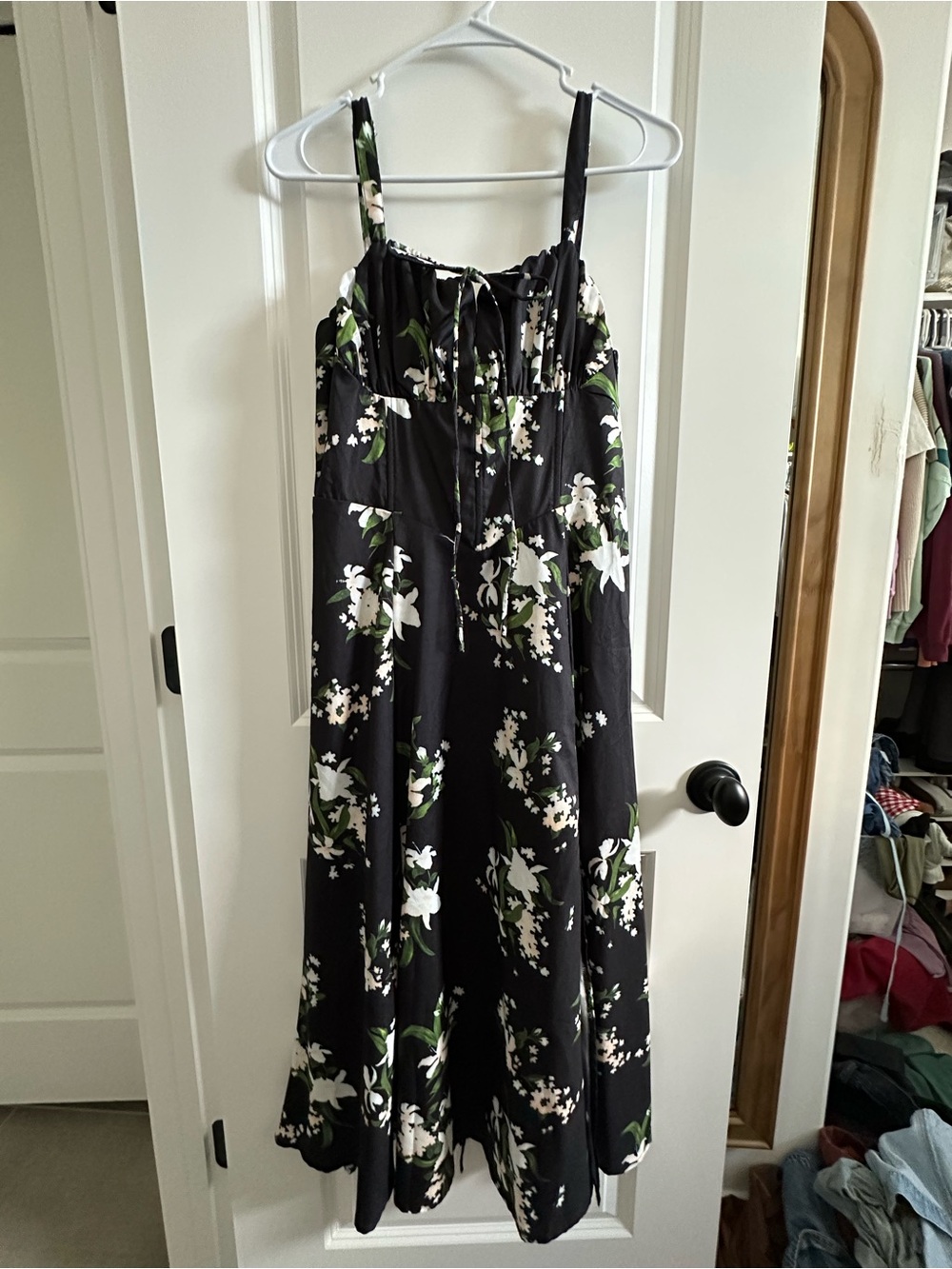 Black Floral Milk Maid dress M
